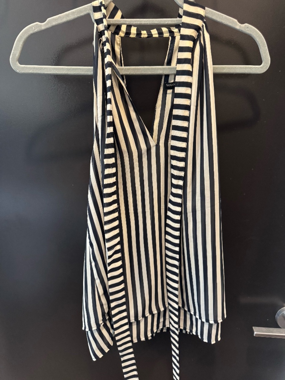 Blue and white striped blouse
